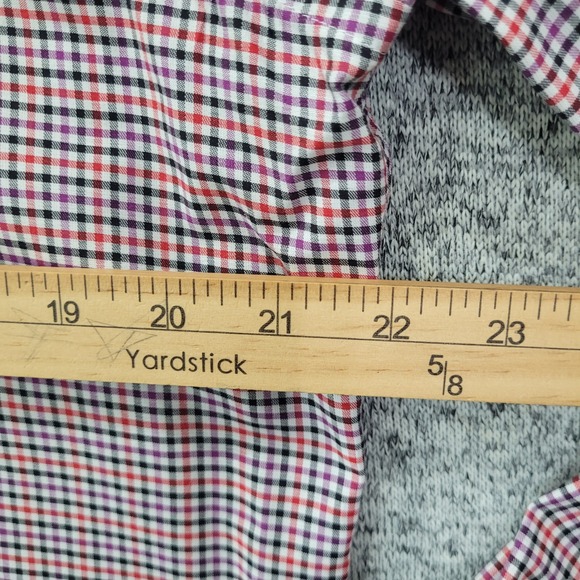 Jared Lang After‎ Hours Mens Slim Fit Gingham Dress Shirt Red Purple Black White - Picture 5 of 11